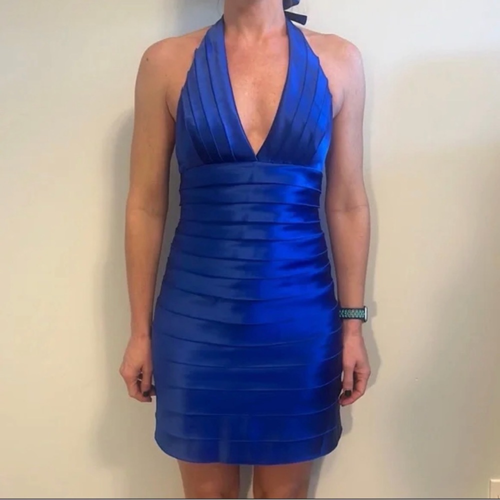 BCBGMaxAzria Royal Blue Halter Dress - Picture 2 of 10